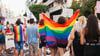 Gruppo di persone che manifesta contro il rainbow washing